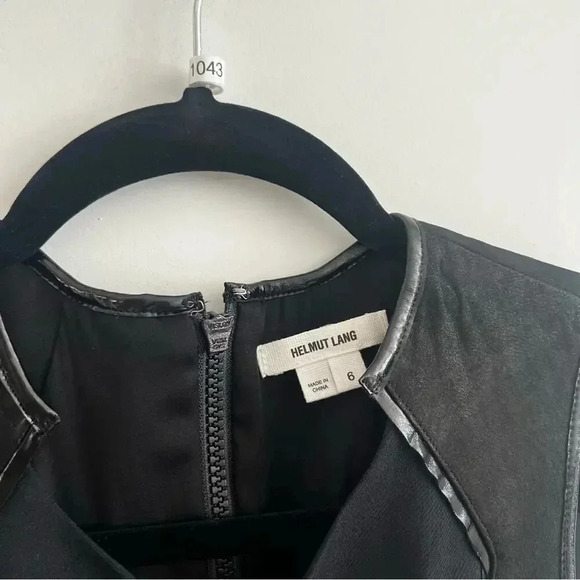 B99 Helmut Lang Leather Leather Trim Dress Size 6 - Picture 2 of 6